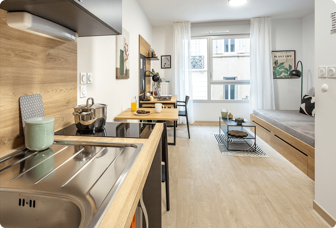 Chambre studio meublée Les Belles Années à Villeneuve-d'Ascq — logement étudiant équipé