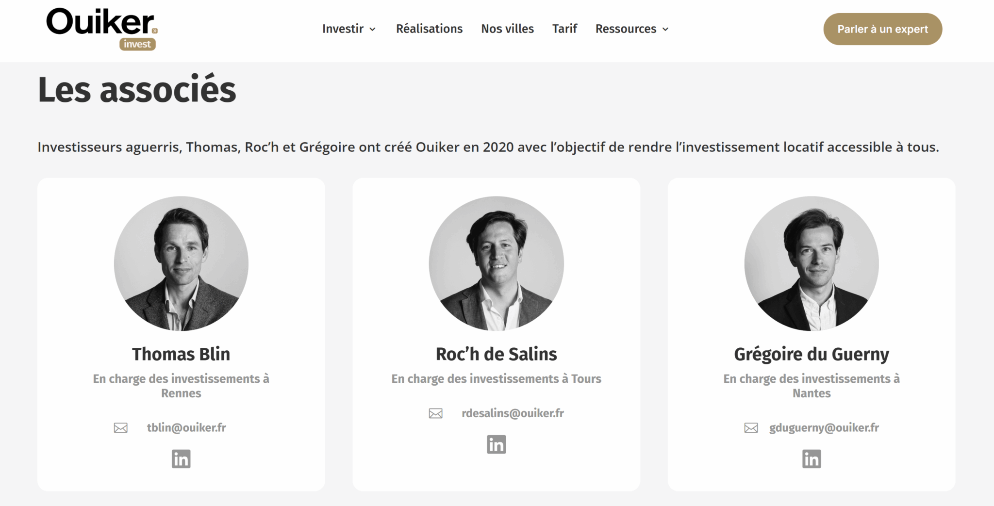 Les trois dirigeants associés fondateurs de Ouiker, société d'investissement locatif clés en main