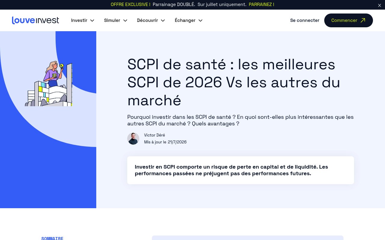 Aperçu de la plateforme Louve Invest, SCPI de santé