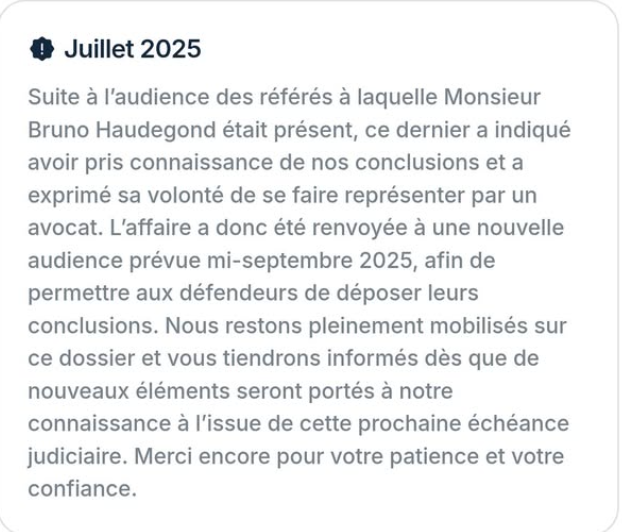 Notification de la plateforme Bricks annonçant un retard sur un projet en cours